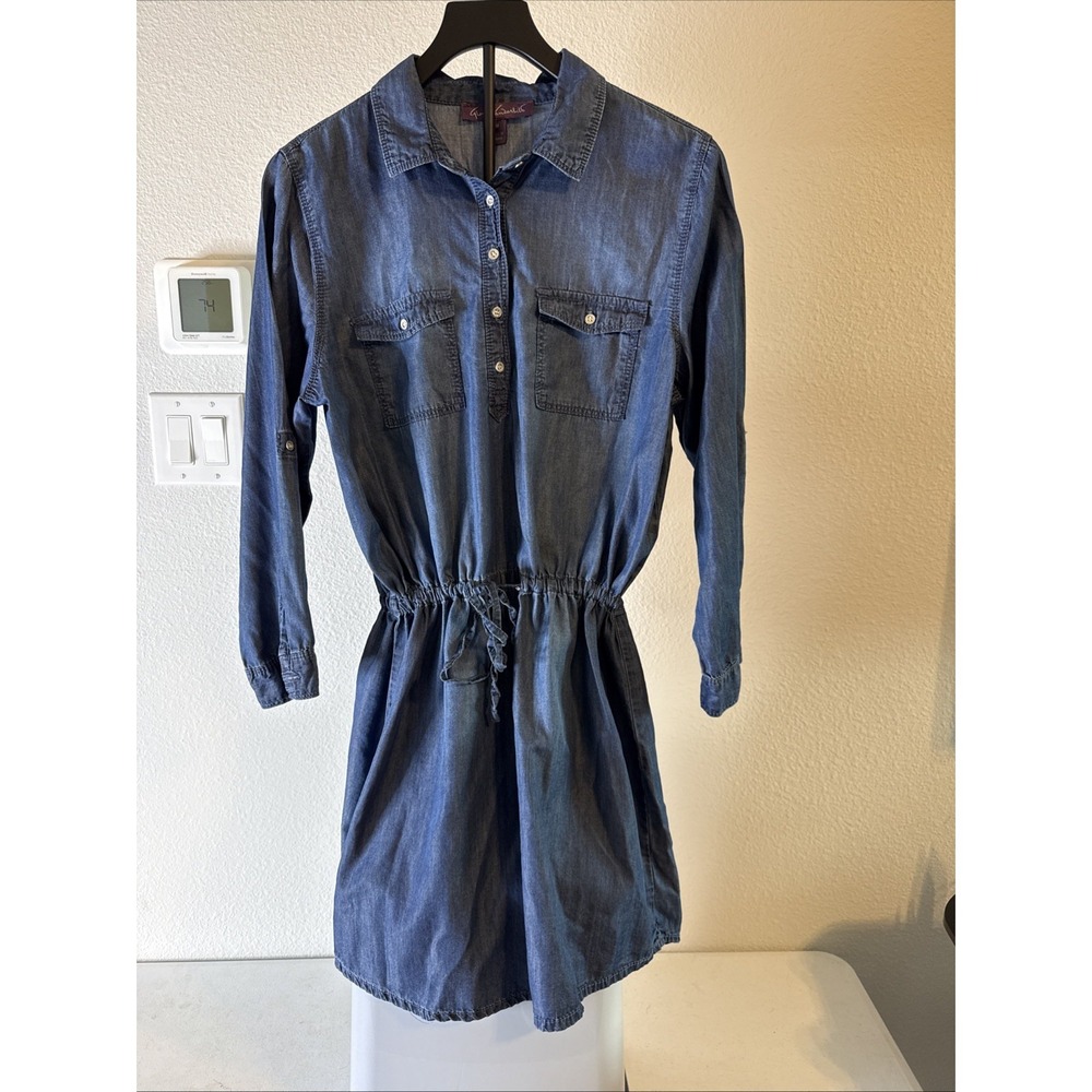 Gloria Vanderbilt Blue Denim Button-Up Shirt Dress Size‎ Medium